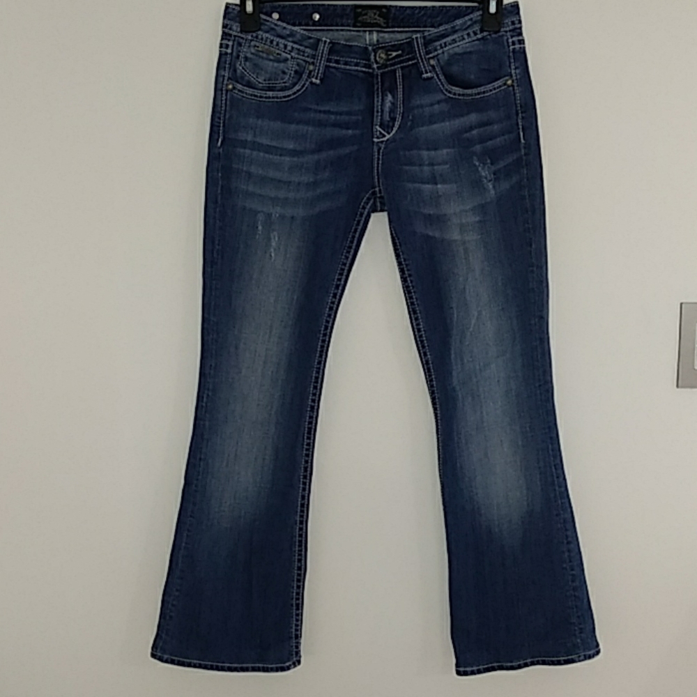 Express Thick Stitch Bottom Flare Jeans Sz 6R